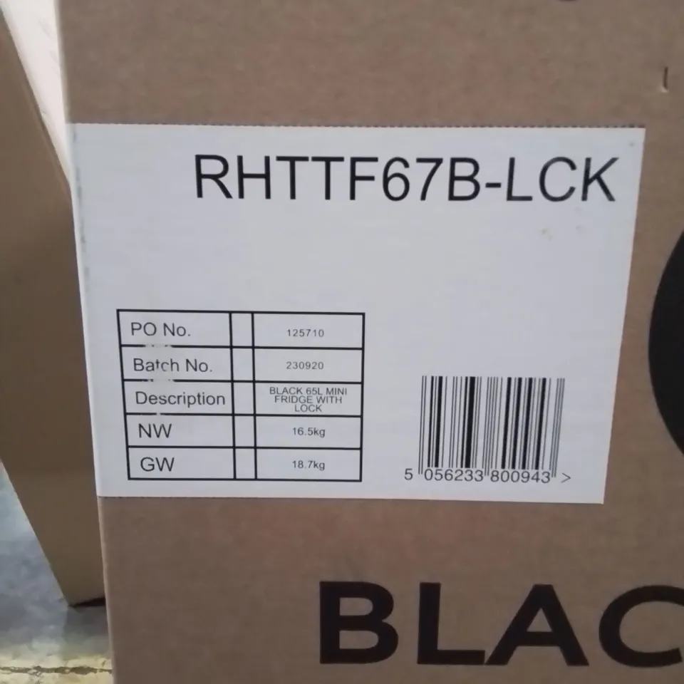 BRAND NEW RUSSELL HOBBS BLACK 65 LITRE MINI FRIDGE WITH LOCK 