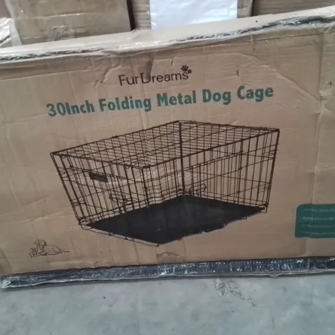 BOXED 30INCH FOLDING METAL DOG CAGE