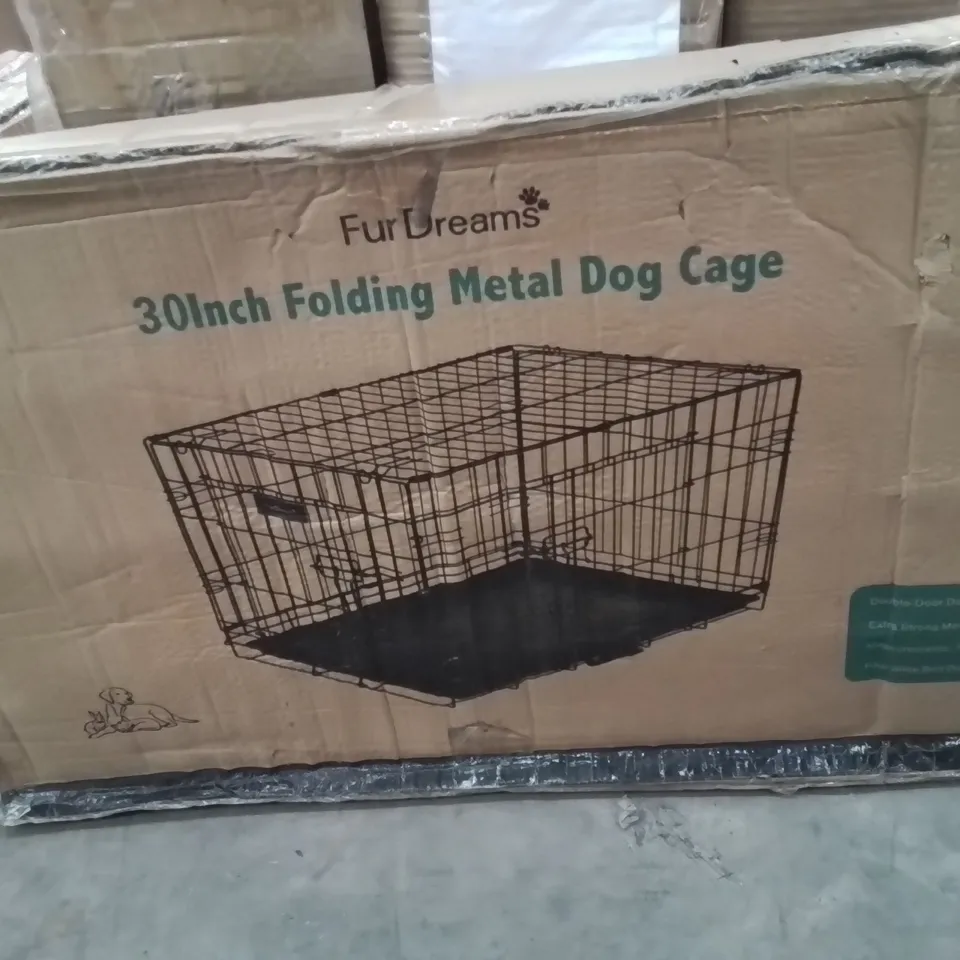BOXED 30INCH FOLDING METAL DOG CAGE