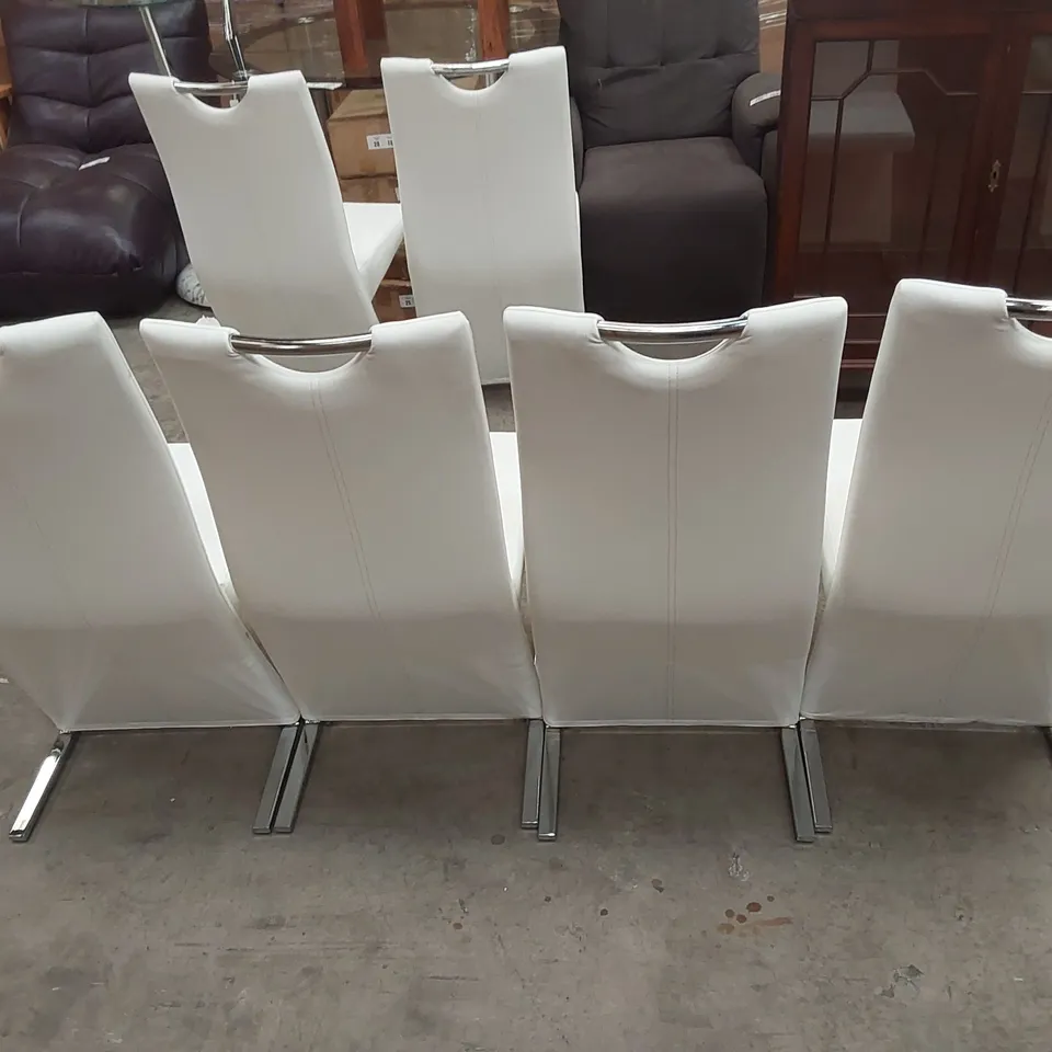 SET OF 6 DESIGNER FAUX LEATHER DINING CHAIRS