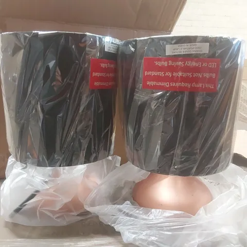 PALLET CONTAINING APPROXIMATELY 60x MINISUN EURO PAIR OF TEARDROP TOUCH TABLE LAMP COPPER BLACK SHADE