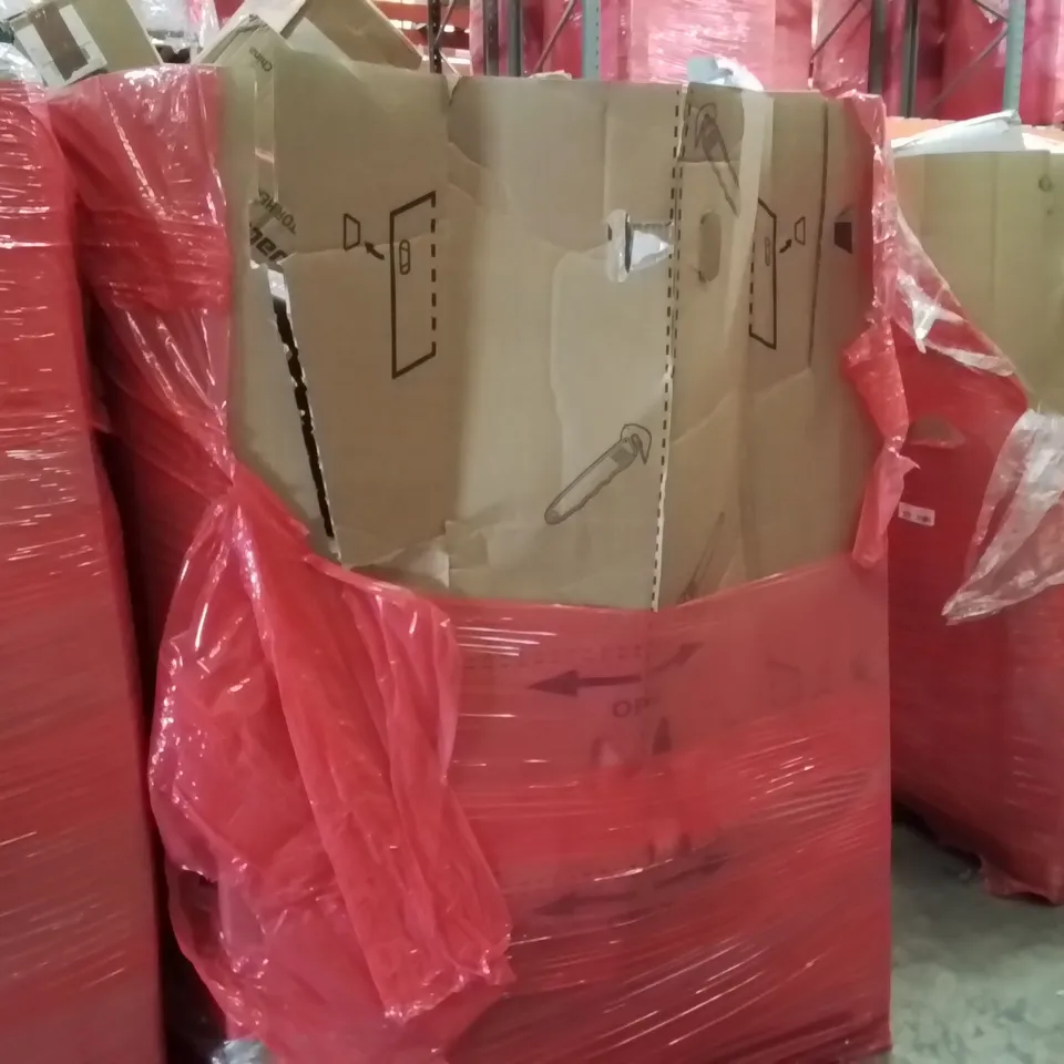 PALLET CONTAINING ASSORTED ITEMS TO INCLUDE: DEHUMIDIFIER, ELECTRICAL CONVECTOR HEATER, PET SOFA, PLAYPEN, RETRACTABLE BABY GATE ECT