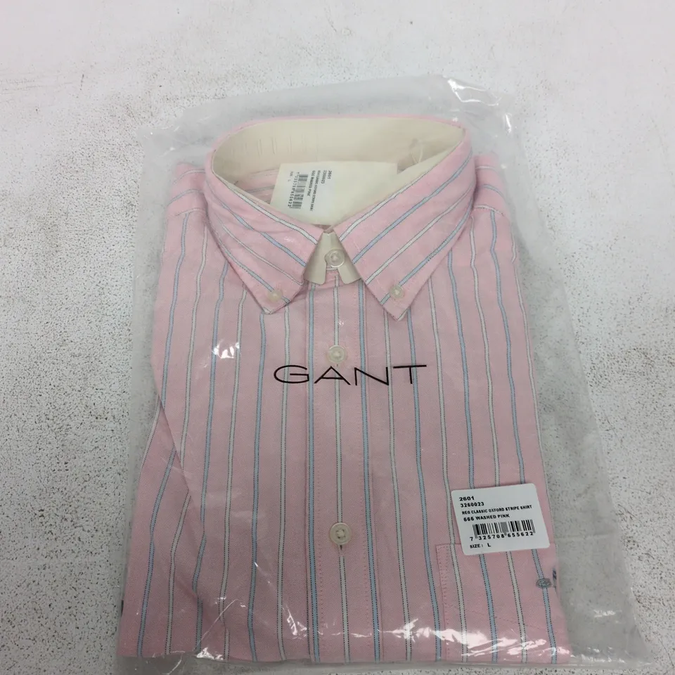 GANT REG CLASSIC OXFORD STRIPE SHIRT – WASHED PINK, UK L