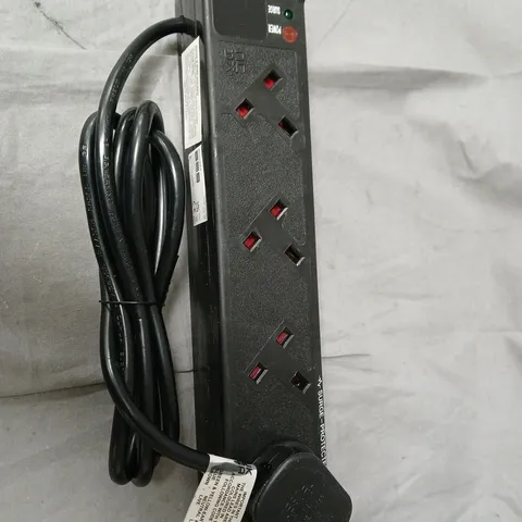 KNIGHTSBRIDGE SURGE PROTECTOR POWER STRIP – BLACK, 8 WAY