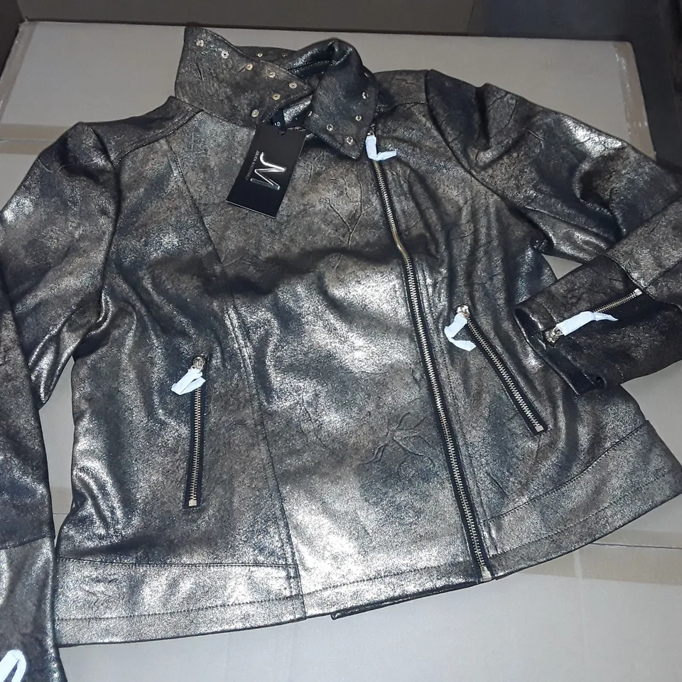 LOT OF 12 BAGGED AS NEW JULIE MCDONALD BIKER STYLE JACKETS IN GOLD/BLACK - ALL SIZE 16