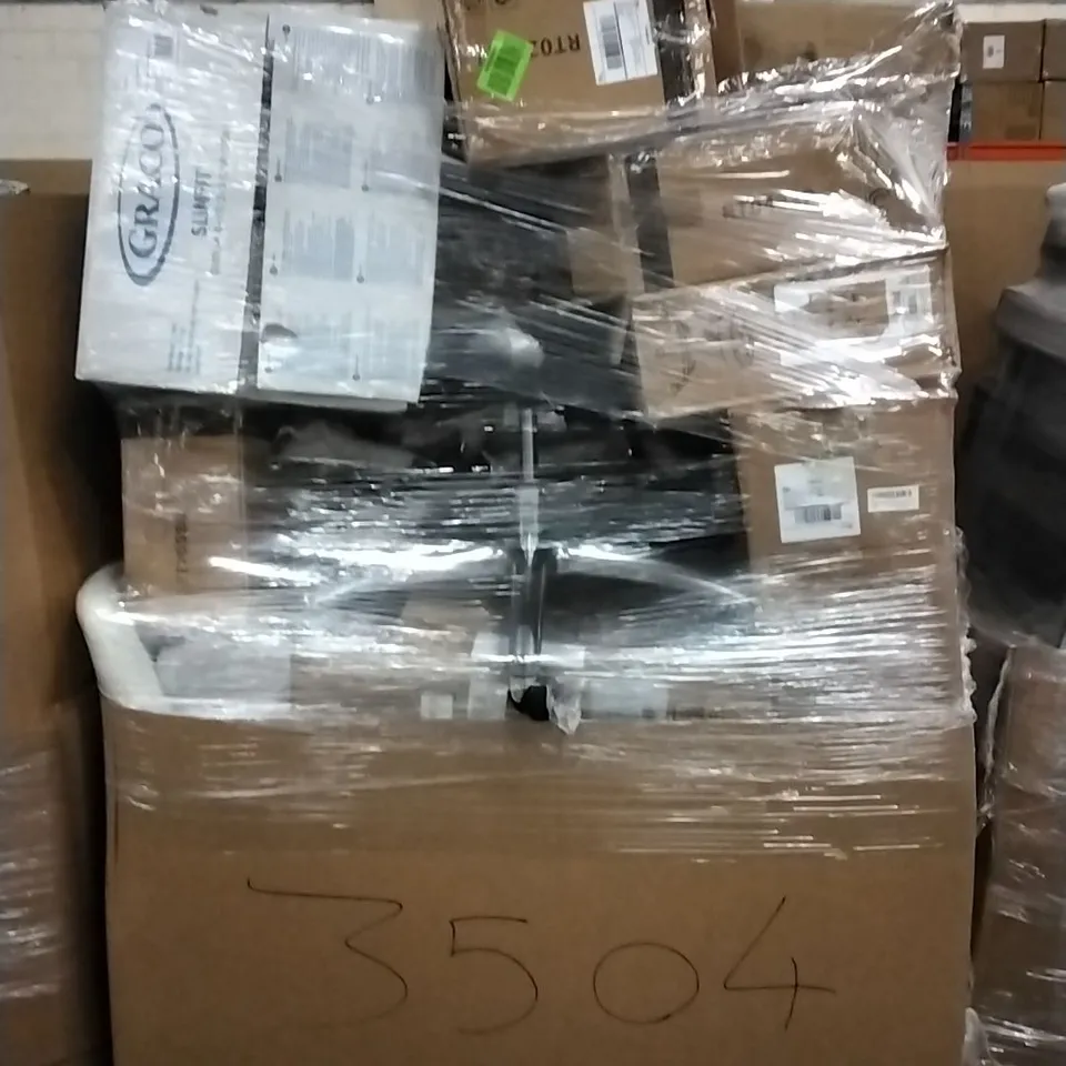 PALLET OF ASSORTED ITEMS INCLUDING WIAIO ROLLING STOOL, YONISEE OFFICE CHAIR, KKTONER ROLLING STOOL, SURROND SOUND GAMING CHAIR, GRACO SLIM FIT CAR SEAT 