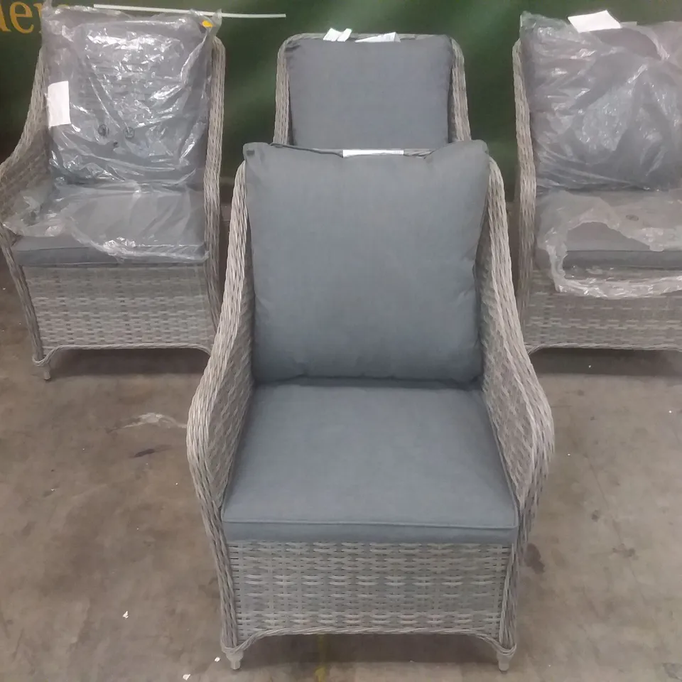 4X HAMILTON WICKER ARMCHAIR WITH CUSHIONS
