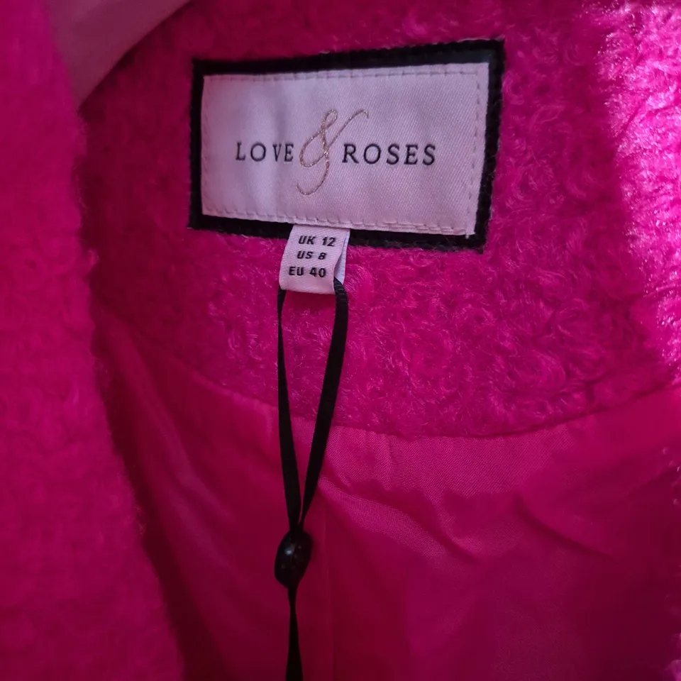 LOVE & ROSES X LIPSY LONG PINK BUBBLE JACKET, UK 12 (EU 40)