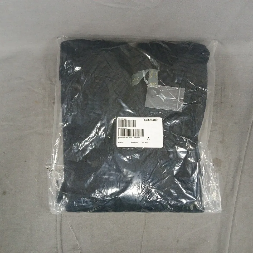 BAGGED RUTH LANGSFORD CHUNKY RIB TRIM JUMPER IN NAVY SIZE SMALL