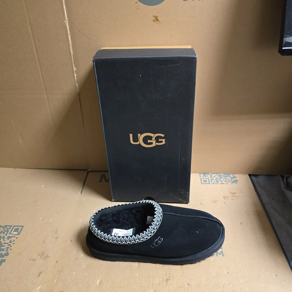 UGG BLACK SLIPPERS WITH PLUSH LINING – CLOSED-TOE, SLIP-ON (BOXED) - UK SIZE 7 