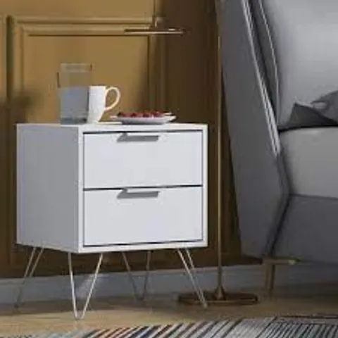 BOXED ENKEL BEDSIDE TABLE - WHITE MATT