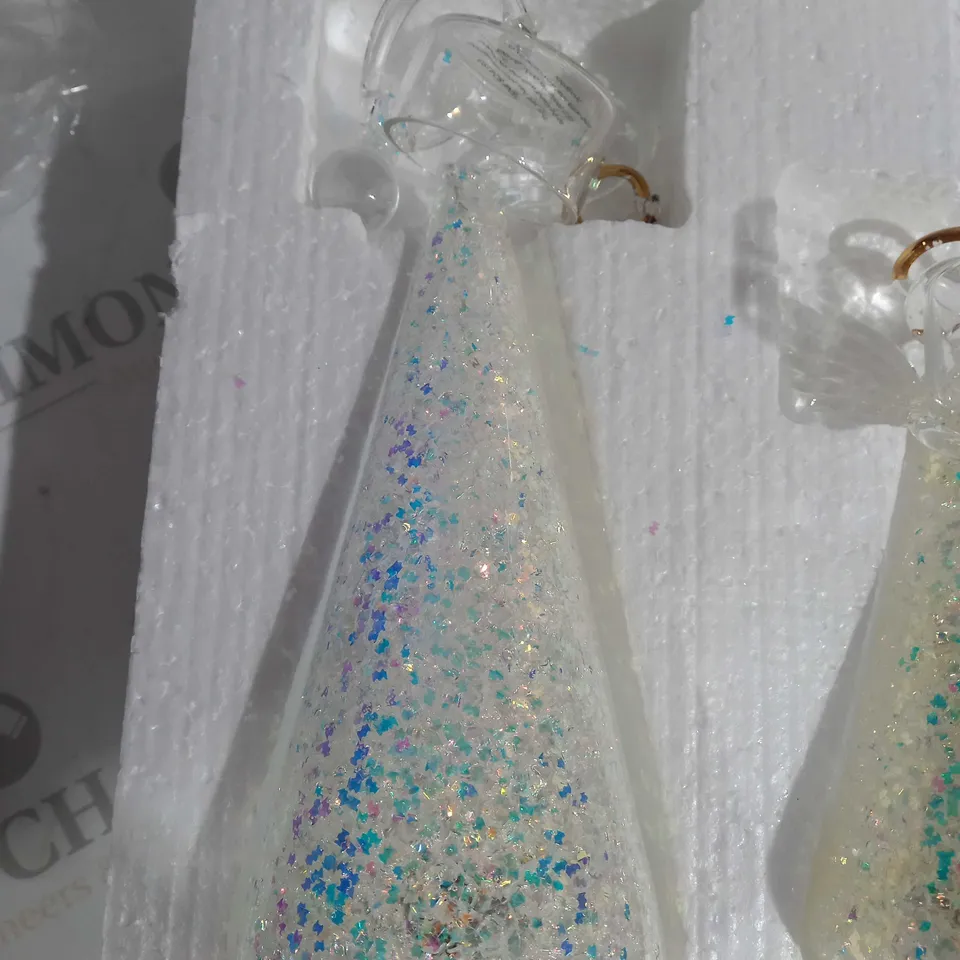 BOXED HOME REFLECTIONS SET OF 3 PRE-LIT GLASS ANGEL CANDLE HOLDERS