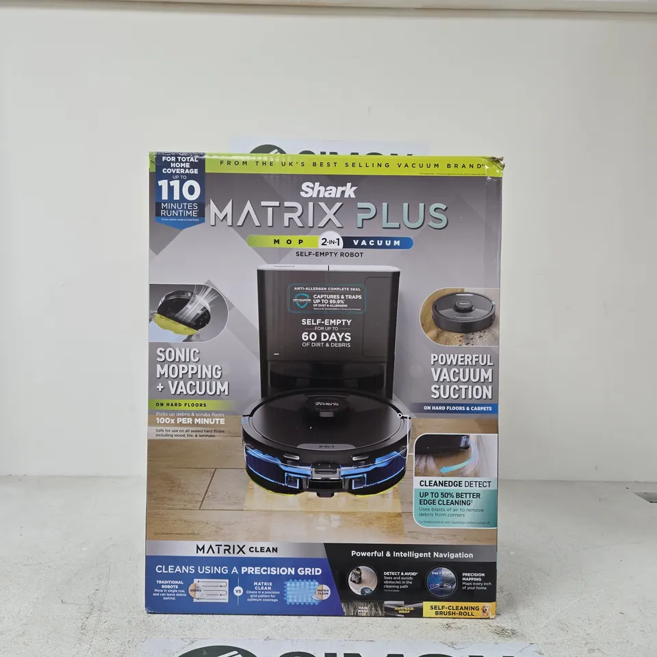 SHARK MATRIX PLUS 2-IN-1 SELF-EMPTY ROBOT VACUUM & MOP – BOXED