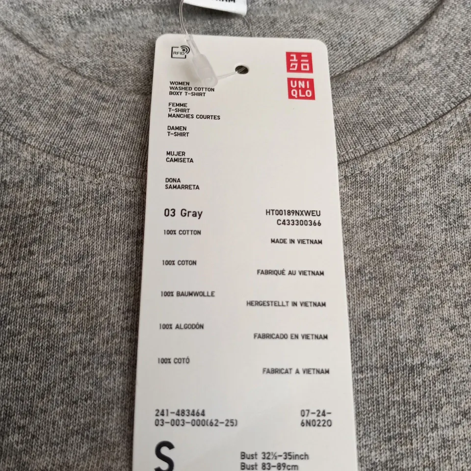 Uniqlo Women's Boxy T-Shirt – 100% Cotton, Made in Vietnam, Size S