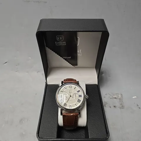 ERNEST FERDINAND WATCH – FUNCTIONING SUB DIALS – LEATHER STRAP – GIFT BOX