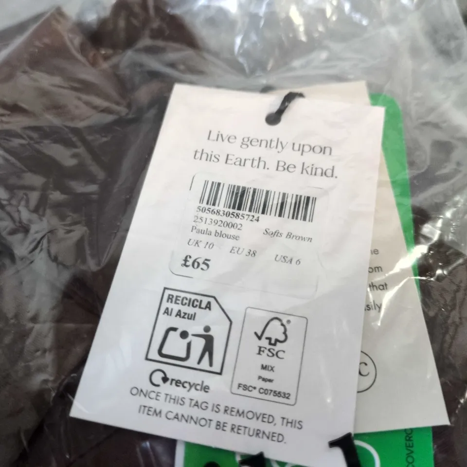 NOBODYS CHILD PAULA BLOUSE – SOFT BROWN, UK 10 