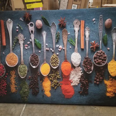 BOXED HERBS SPICES POWDER SPOONS KITCHEN - WRAPPED CANVAS PRINT