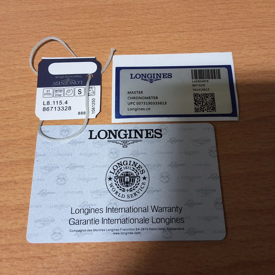 BOXED LONGINES STAINLESS STEEL MASTER CHRONOMETER WATCH