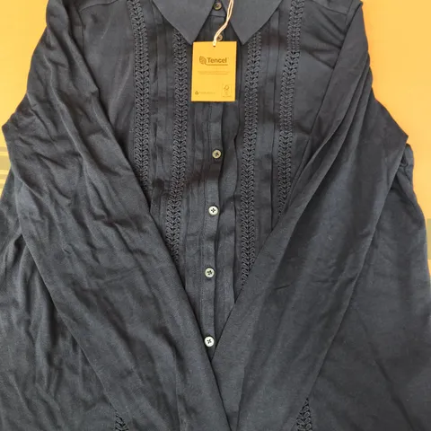 BODEN LONG SLEEVE BUTTON-UP TOP IN NAVY SIZE UK 12