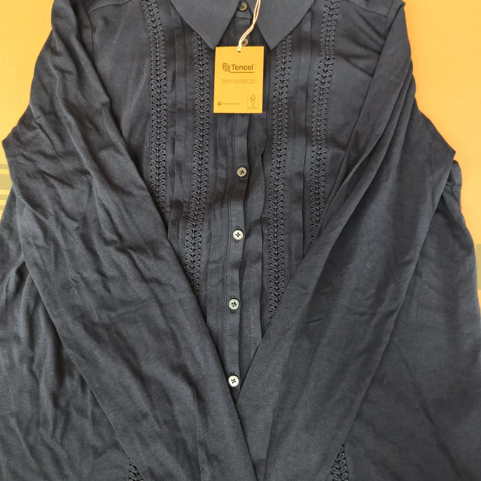 BODEN LONG SLEEVE BUTTON-UP TOP IN NAVY SIZE UK 12