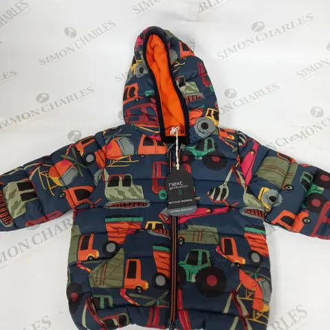 BOYS TRUCKS AND DIGGER PADDED COAT SIZE 3-6 MONTHS