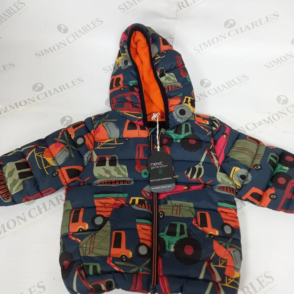 BOYS TRUCKS AND DIGGER PADDED COAT SIZE 3-6 MONTHS