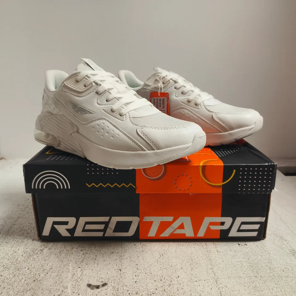 BOXED PAIR OF REDTAPE TRAINERS IN WHITE SIZE UK 9