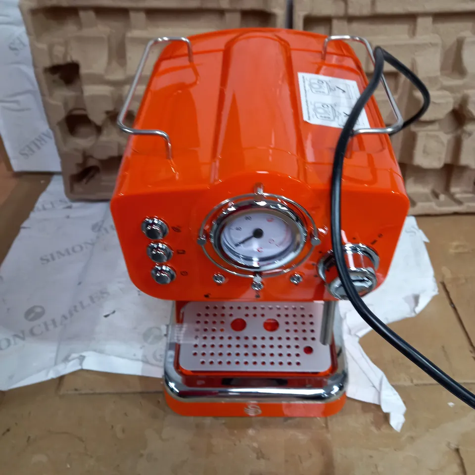 SWAN RETRO PUMP ESPRESSO COFFEE MACHINE - ORANGE