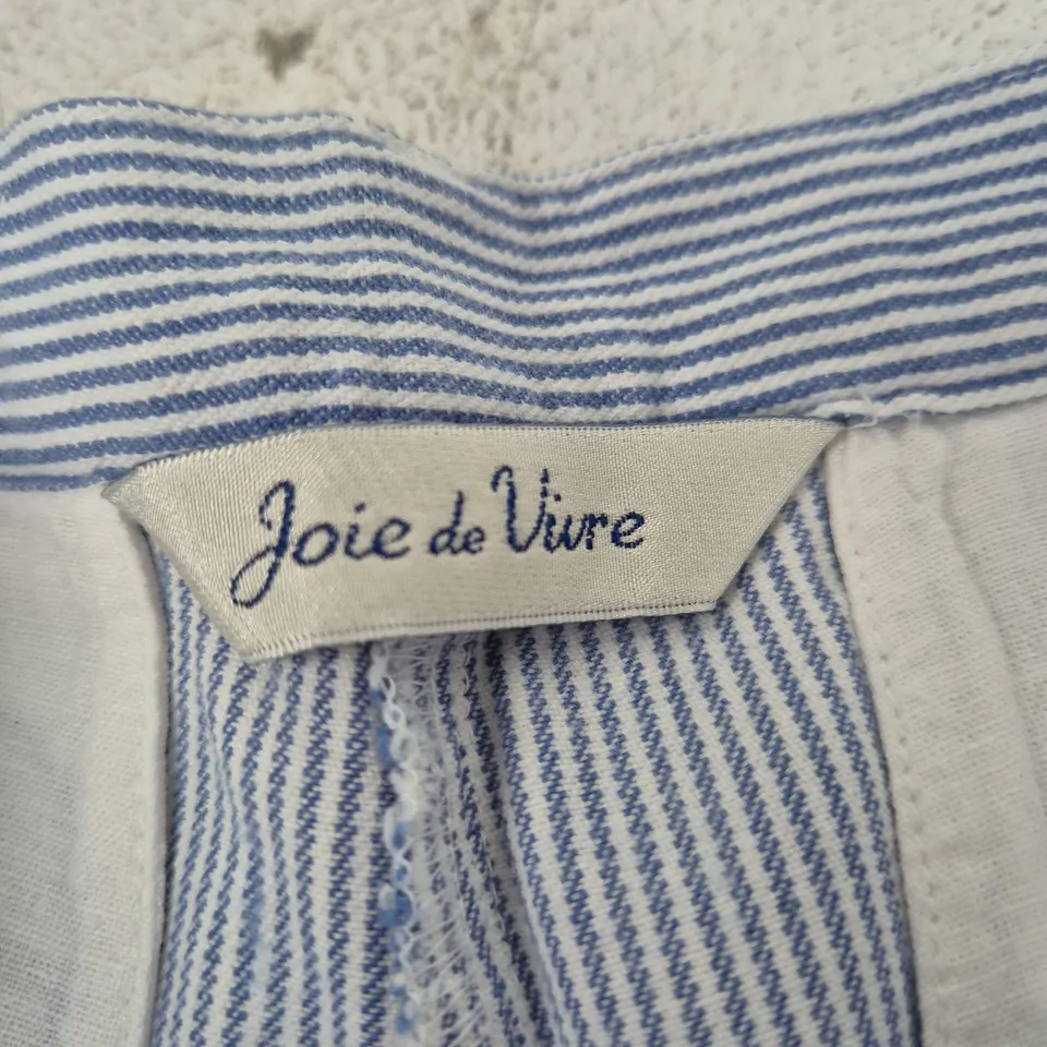 JOIE DE VIVRE WOMEN'S BLUE & WHITE STRIPE COTTON SHORTS, UK SIZE 10