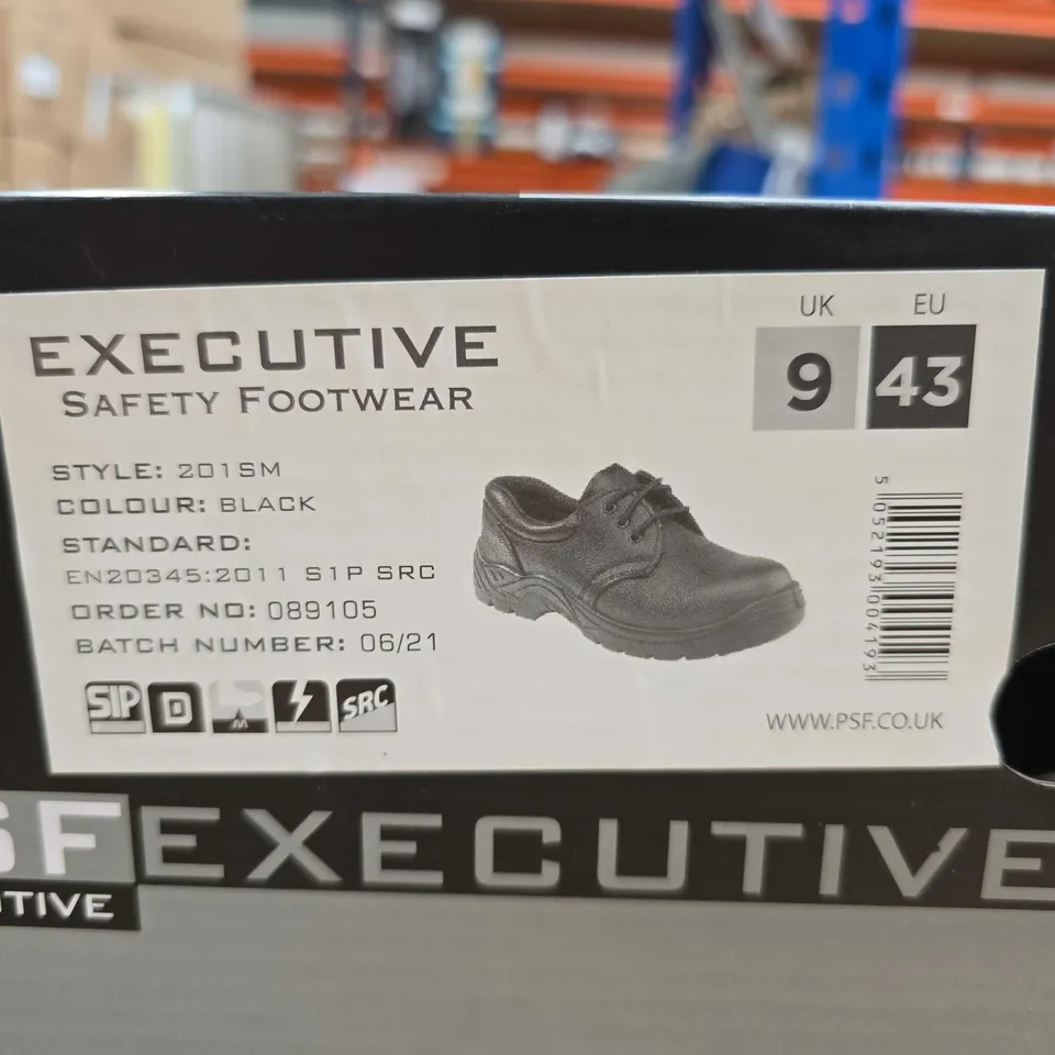 BOXED BRAND NEW PSF EXECUTIVE BLACK LEATHER SAFETY SHOES - UK 9