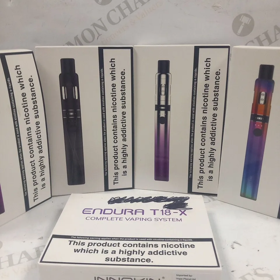 5 ASSORTED BOXED INNOKIN VAPING PRODUCTS TO INCLUDE; ENDURA T18-X, ENDURA T18II AND ENDURA T18II MINI
