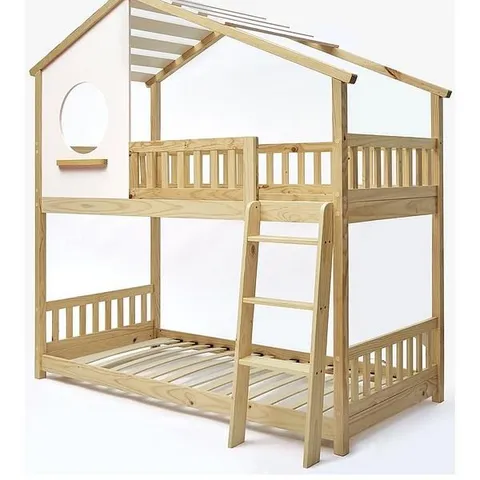 BOXED PIXIE SOLID PINE BUNK BED - WHITE/NATURAL (2 BOXES)