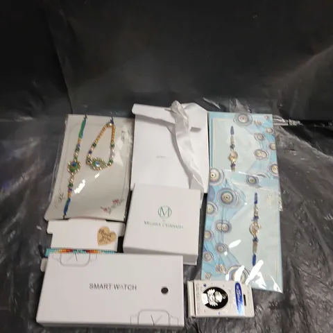 APPROXIMATELY 10 ASSORTED JEWELLERY ITEMS TO INCLUDE - NECKLACE ,WATCH , EARRINGS ETC