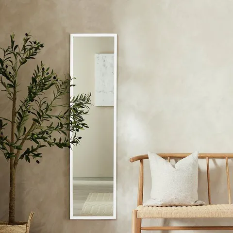 BOXED HOME ESSENTIALS WHITE FULL LENGTH WALL MIRROR - 120x30cm