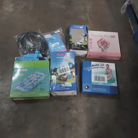 PALLET CONTAINING A LARGE QUANTITY OF ASSORTED HOSE PIPES, POOL INFLATABLES ECT