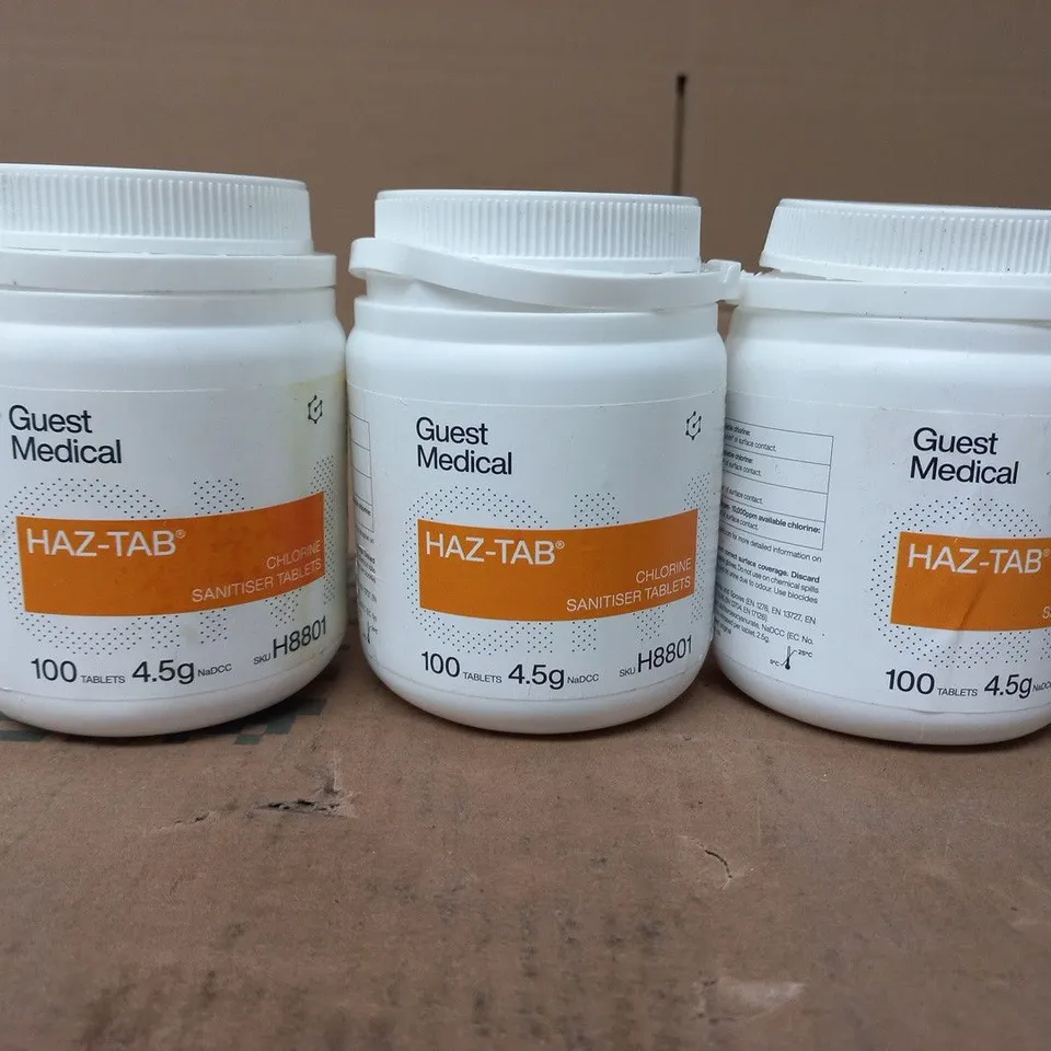 GUEST MEDICAL HAZ-TAB CHLORINE SANITISER TABLETS – 3 X 100 TABLETS