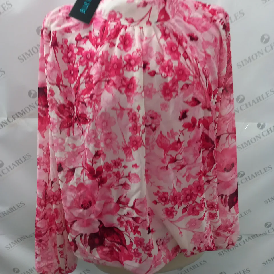 BLUE VANILLA HIGH NECK FLORAL PRINT BLOUSE - UK M/L