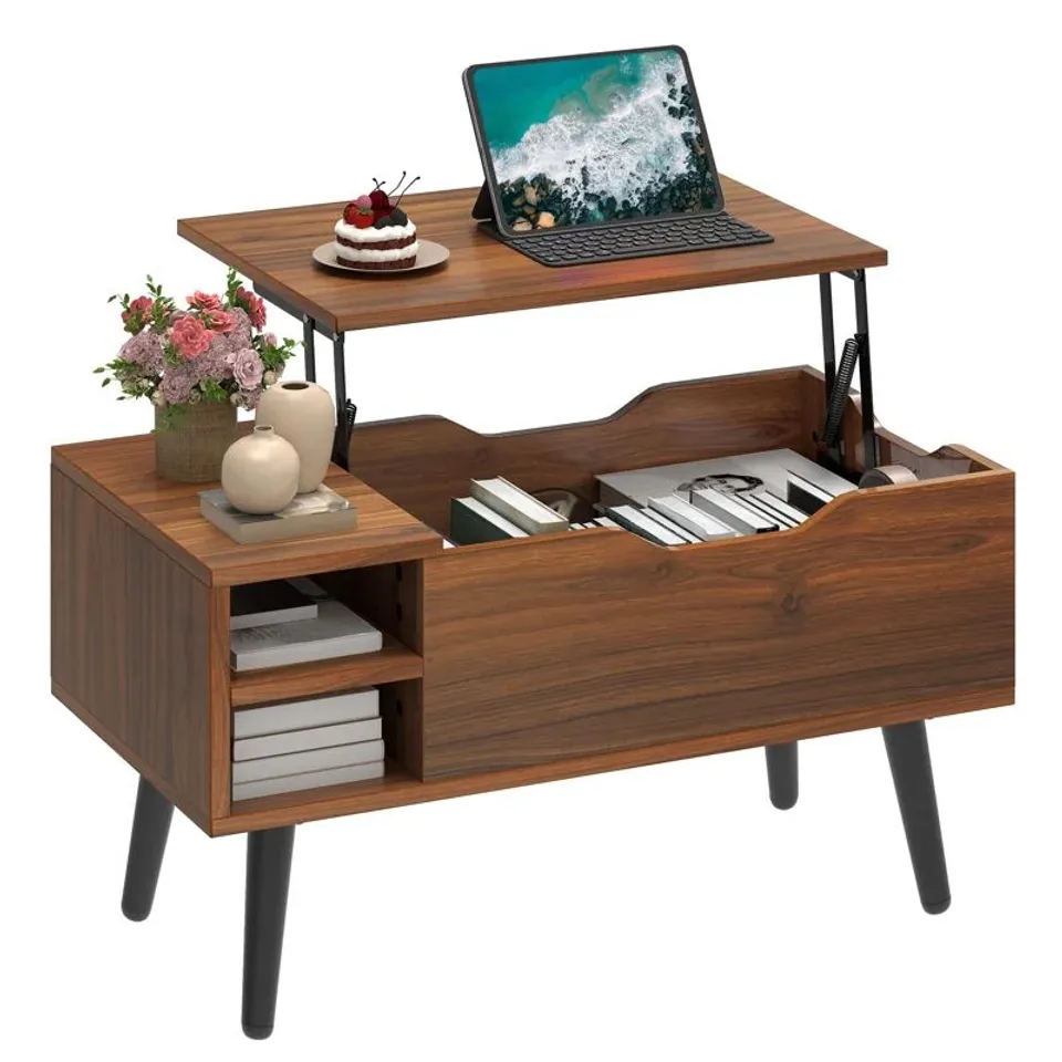 BOXED LIFT TOP FOUR LEG COFFEE TABLE WITH STORAGE