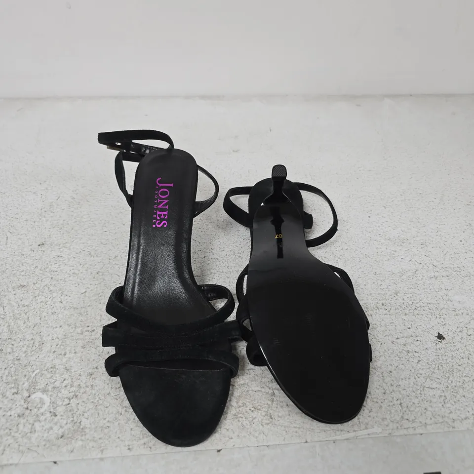 JONES WOMEN'S BLACK STRAPPY SANDALS – OPEN TOE HEELED SANDALS SIZE EU 37