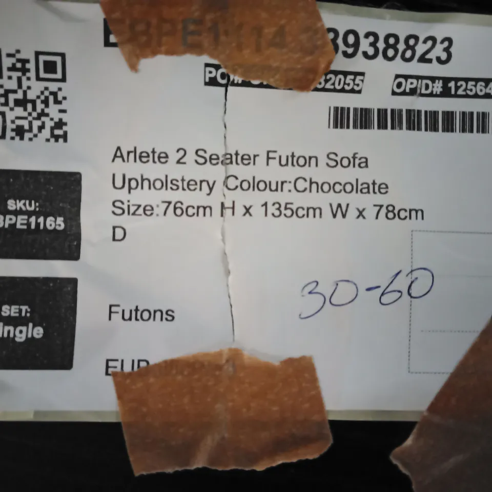 ARLETE 2 SEATER FUTON SOFA – UPHOLSTERY COLOUR CHOCOLATE (VERIFY MODEL)