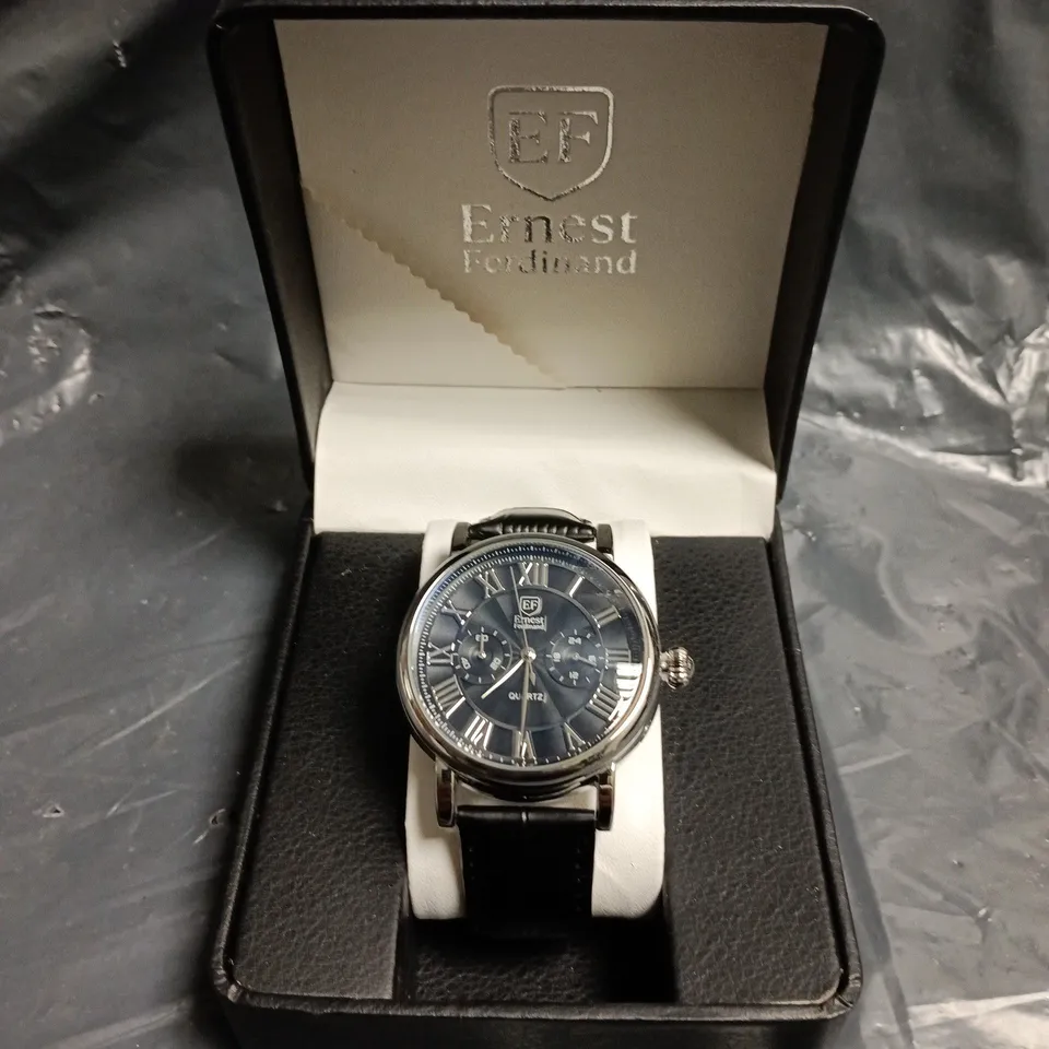MENS ERNEST FERDINAND WATCH – FUNCTIONING SUB DIALS – LEATHER STRAP