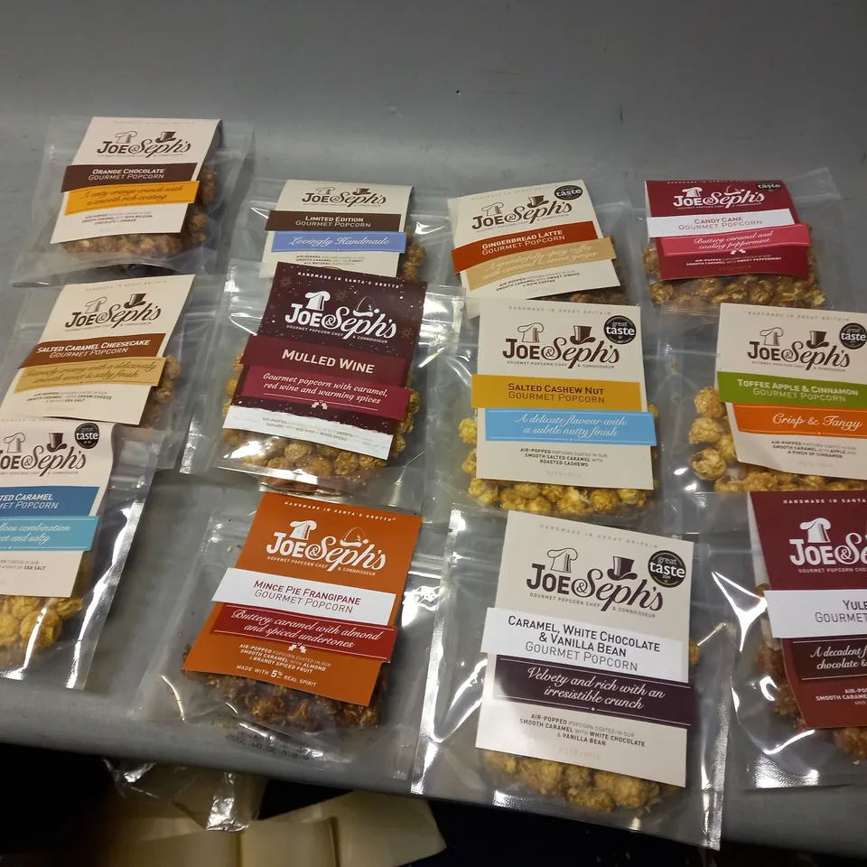 12 ASSORTED JOE&SEPHS GOURMET POPCORN PACKETS 