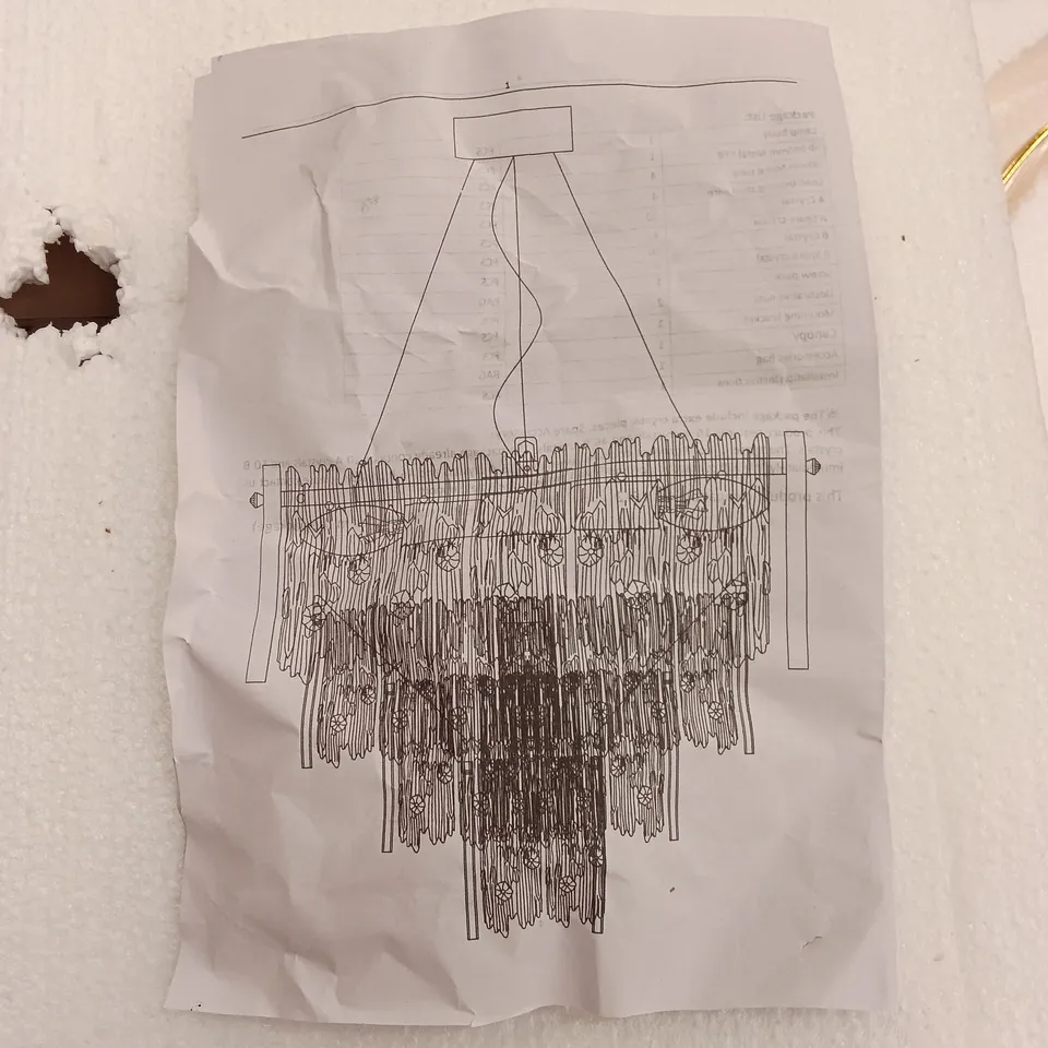 BOXED CHANDELIER LIGHT PENDANT - GOLD (1 BOX)