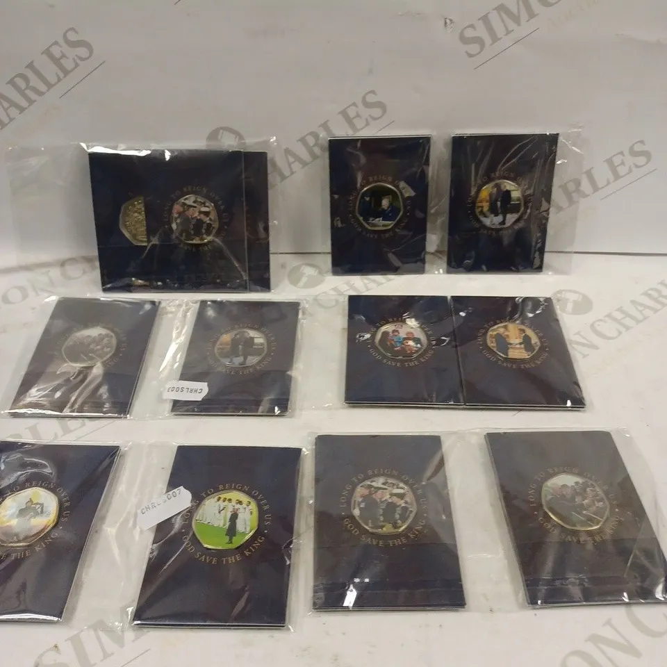 BOX TO CONTAIN APPROX. 24 X ASSORTED BRITISH MONARCHY THEMED COLLECTORS COINS. DESIGNS VARY