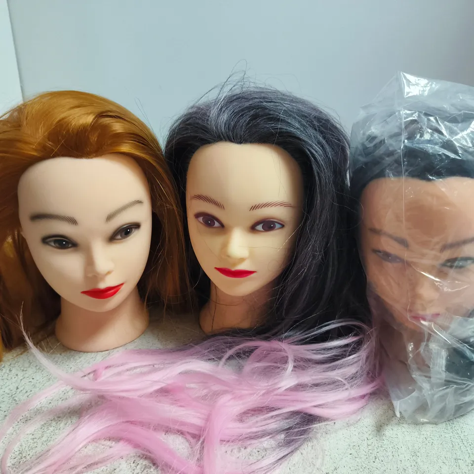 3 HAIRDRESSING TRAINING MANNEQUIN HEADS 