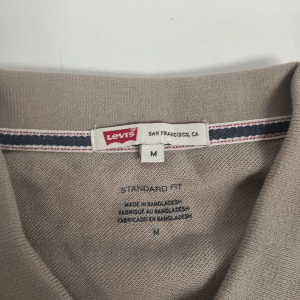 LEVI'S MEN'S POLO SHIRT – BEIGE, SIZE M, STANDARD FIT, MADE IN BANGLADESH
