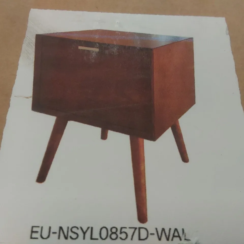 BOXED ANITA 2-DRAWER END TABLE WITH BUILT-IN OUTLETS - WALNUT