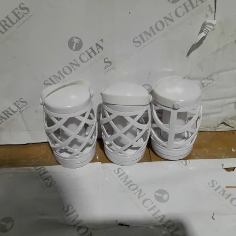 AURAGLOW SET OF 3 FLAME EFFECT LANTERNS WITH TIMER
