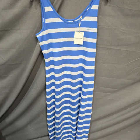 GANT STRIPED TANK TOP JERSEY MIDI DRESS – UK XL, BLUE & WHITE