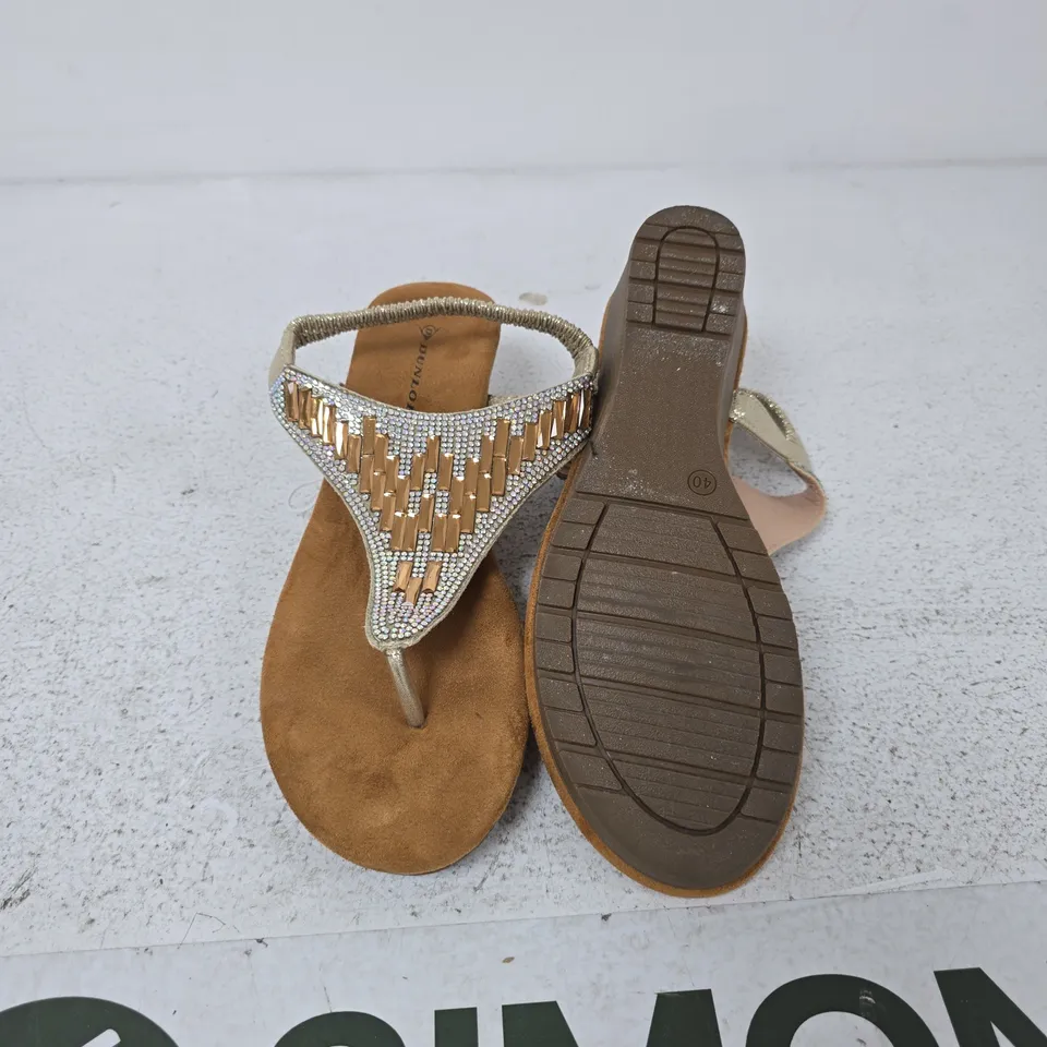 DUNLOP ABIGAIL DLP168 LIGHT GOLD BEADED SANDALS – UK 7